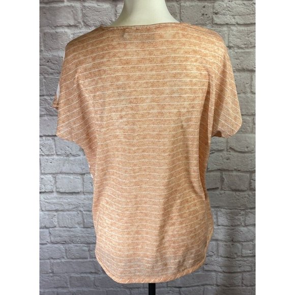 Weekends CHICOS Womens Shirt SZ 2 (L) Orange Striped Dolman Sleeve Top 8736 - Picture 4 of 6